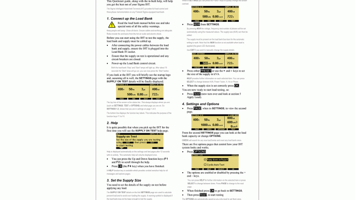 Loadbank Sigma Controller Quickstart Guide